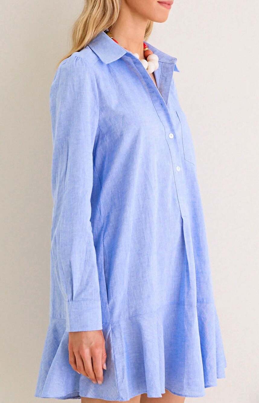 Tuckernuck Blue Callahan Shirt Cotton Button-Front Collared Dress Size M